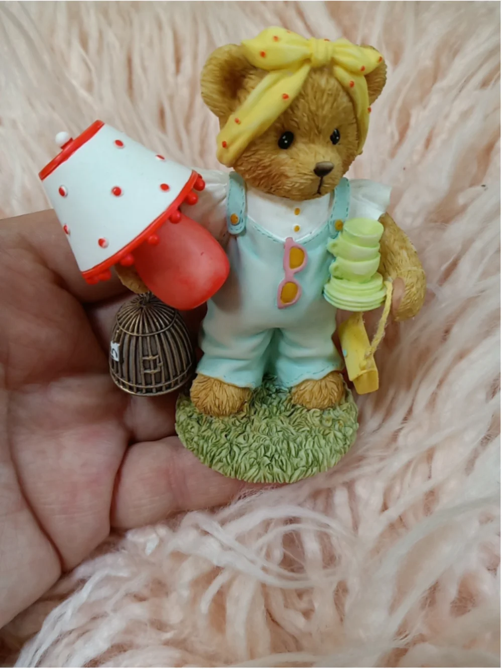 Cherished Teddies Nicole Girl Bear with Lamp, Birdcage & Purses Thrift Shopper